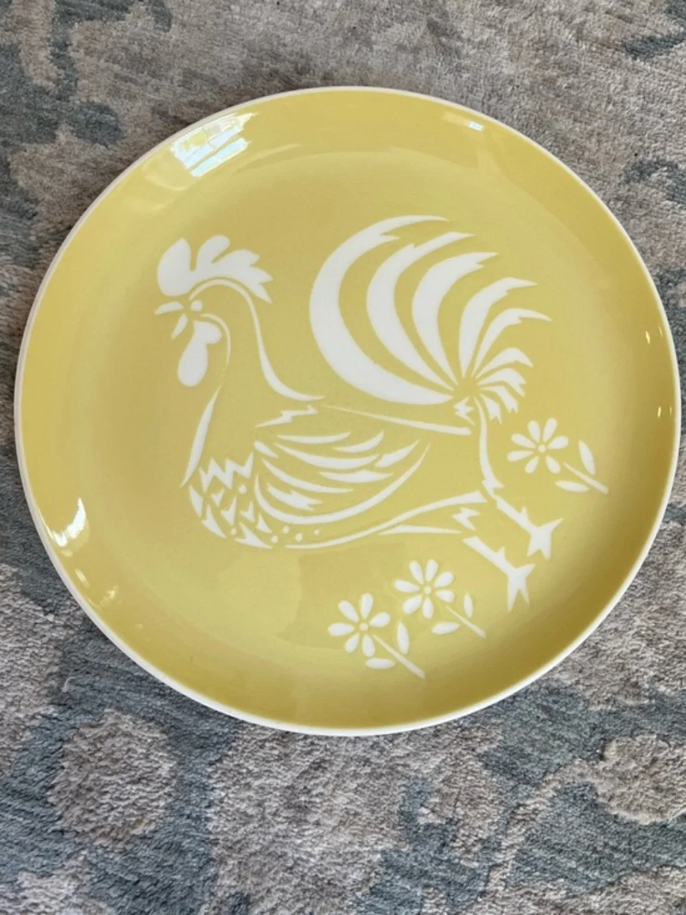 Vintage Harkerware Yellow Rooster 10” Dinner Plate Made in USA